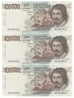 100000 LIRE CARAVAGGIO  I° TIPO DECR 1983   LETTERA  B   qFDS.  NQ  PROGRESSIVI