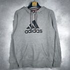 Felpa Adidas con Cappuccio Grigio Raglan Logo grande in Cotone da Uomo Taglia S