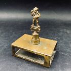 Brass Matchbox Holder Fireside Pixie 2" Double Sided Figure on 2.5" Slotted Box