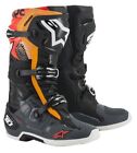 Stivali Uomo Alpinestars Tech 10 Nero Grigio Rosso Fluo Motocross Enduro Mx Boot