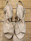 QVC Ruth Langsford Leather Heeled Sandal Matte Almond Size 8 UK EU 42 RRP £90