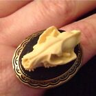 Wolf Faux Taxidermy Resin Skull Bronze Locket Ring