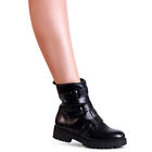 Scarpe Donna Plateau Stivaletti Worker Biker Boots Combattimento Booties Borchie