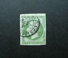 FRANCE 1853-61 NAPOLEON III 5c GREEN IMPERF STAMP - USED