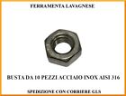 Busta 10 dadi esagonali passo MA inox aisi 316 da M3 a M30