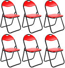 6 sedie sedia poltrona pieghevole rossa in ferro e metallo nero imbottita per sa