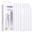 Set 8 cannucce di vetro Wessper 4 tubi dritti e 4 curvi vetro borosilicato 8mm