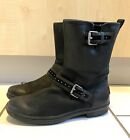 Ugg Black Leather Waterproof Biker Boots Size UK 7.5