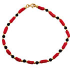 Bracciale corallo rosso cannettine onice nero argento 925 gioiello unisex