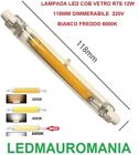 Lampada R7S Led 360° 118mm Dimmerabile Bianco Freddo 12W Rotondo Slim 16mm PV