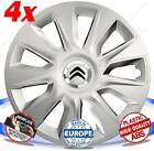 SET 4 BORCHIE RUOTA COPRI CERCHI CALOTTE 15 STRATOS SILVER PER CITROEN C3