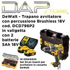 DEWALT - Trapano avvitatore con percussione Brushless 18V cod.DCD796P2 + INSERTI