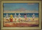 OIL PAINTING DIPINTO a olio su tavola GIUSEPPE GUZZI  Bimbi al mare