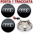 4 TAPPI COPRIMOZZO Per AUDI A1 A3 A4 A5 A6 Q5 CERCHI STEMMA BORCHIE 60mm NERO CR