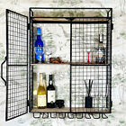 Industrial Wine Wall Unit Drinks Cabinet Iron Wood Glass Stem Storage Shelving