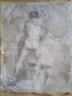 antico disegno a carboncino XVII sec 52 x 43 cm sigla poco visibile