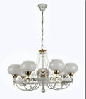 Lampadario classico bianco anticato shabby chic lampada 7 coppe con farfalle