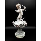 Vtg Lladro Fountain of Love Figurine #6458 Cupid Angel on Fountain Love Birds