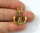 Antique Gold tone SHIP ANCHOR NAUTICAL Charms Pendant Bead Craft Card Brass