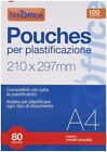 Pouches per Plastificazione A4 21x30 80 micron Confezione da 100 Fogli Nikoffice