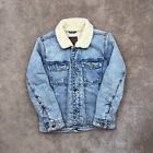 Abercrombie & Fitch Mens Sherpa Denim Lined Trucker Jacket Small Blue Casual