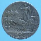 VITTORIO EMANUELE III 2 LIRE 1911 QUADRIGA VELOCE ARGENTO SILVER COIN BB