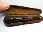 Antique CARVED AMBER CIGAR, CIGARETTE, CHEROOT, HOLDER with Fitted Case