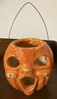 Vintage 4 1/2 Inch Halloween Choirboy Paper Mache Pulp Jack-O-Lantern Pumpkin