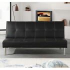 Divano letto 3 posti 170x96x38 cm ecopelle nero reclinabile sofa soggiorno /2