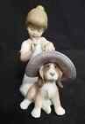 Lladro An Elegant Touch Girl and Puppy Dog with Hat Gloss Finish Figurine 6862