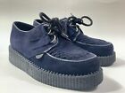 Underground Wulfrun Creepers Blue Suede Leather Platform Shoes Size UK 4 EU 37