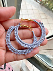 Handmade Macrame Hoop Earrings Gold Hooks Twisted Design Cotton Girls Party