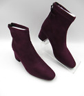 Women s Boots UK 5 Wine Red Faux Suede Ankle Chelsea Block Heel Zip Closure EU38