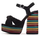 JEFFREY CAMPBELL ROSALYN NERO CAMOSCIO INSERTI COLORATI PLATFORM  ORIGINALI