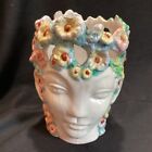 Vintage MCM Italy Pottery Sicilian Moor s Head Vase Sculpture Lady Floral Crown