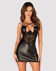 OBSESSIVE NORIDES BABYDOLL CHEMISE CON PERIZOMA NERO SEXY HOT PER DONNA M / L