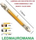 Lampada R7S Led 360° 118mm Dimmerabile Bianco Caldo 12W Rotondo Slim 16mm PAVIA