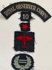 rare royal observer corps 10 group lincolnshire cloth battledress badge set