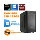 Pc Computer Desktop Fisso Assemblato Amd 8gb Ssd 192gb Windows 10 Pro Veloce_