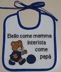 BAVAGLINO TIFOSO INTER "BELLO COME MAMMA INTERISTA..... " RICAMATO A PUNTO CROCE