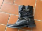 Casadei black motocycle boot with silver chain details