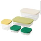 Set 5 contenitori alimenti Vetro trasparente/multicolore Polipropilene Coperchi