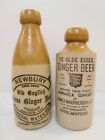 TWO ANTIQUE STONE GINGER BEER BOTTLES. (F)