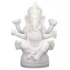 Statuetta Bianca GANESHA Statua Elefante Indiano Divinità Induismo 17 cm