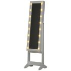 ARMADIO PORTAGIOIE CON SPECCHIO REGOLABILE E LUCI LED BIANCO 36X30X136 CM