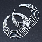 White Multi Layered Hoop Earrings - 60mm Diameter