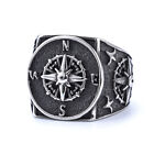 Mens Nautical Biker Marine North Star Anchor Ring Stainless Steel Gift