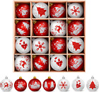 Palline Di Natale Bianche E Rosso, 16PCS Decorazioni Albero Di Natale, 6Cm Palli