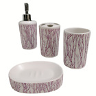 Set 4 Accessori Bagno ceramica Dispenser porta sapone saponetta tazza spazzolini