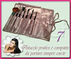 ASTUCCIO KIT SET 7 PENNELLI TRUCCO VISO MAKE UP PROFESSIONALI ECOPELLE